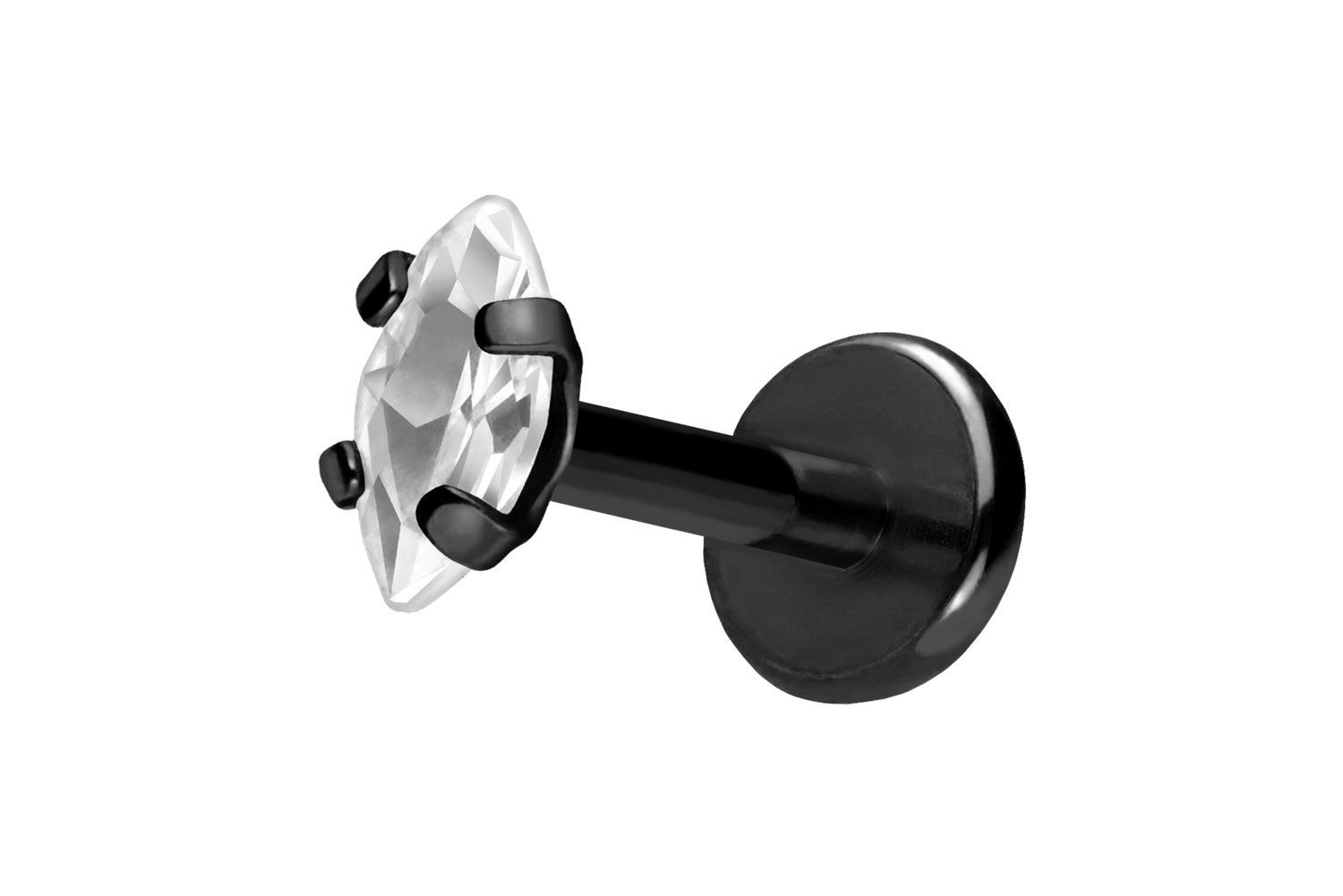 Titan Labret Piercing mit Push Fit EINGEFASSTER KRISTALLTROPFEN